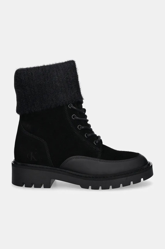 Gležnjače Calvin Klein Jeans COMBAT MID LACE UP BOOT WL YW0YW01599 crna NC24