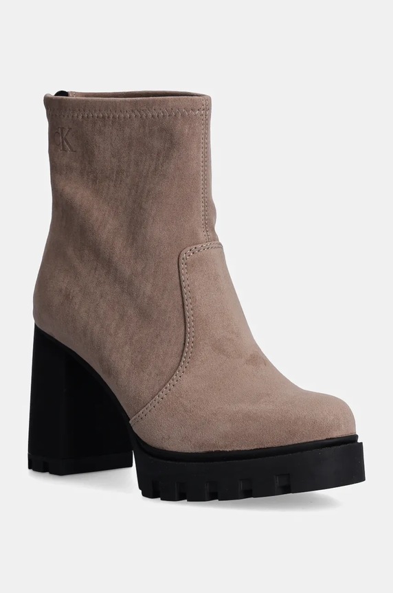 Členkové topánky Calvin Klein Jeans HEEL PLATFORM ZIP BOOT SS textilný hnedá YW0YW01601