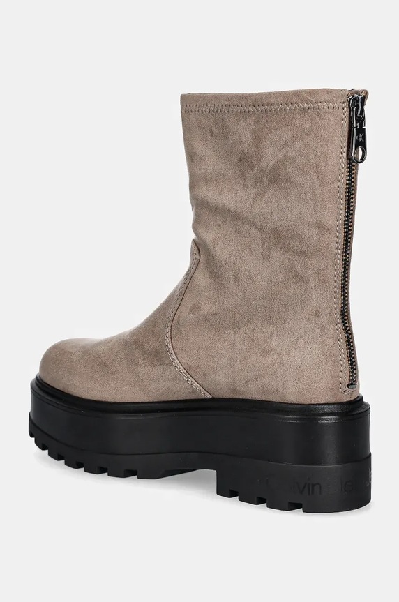 Încălțăminte Calvin Klein Jeans botine FLATFORM ZIP MG SS YW0YW01602 bej