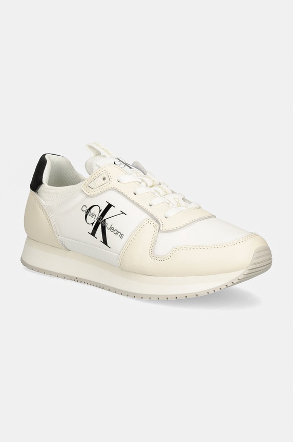 Calvin Klein Jeans sneakersy RUNNER SOCK LACEUP ML LTH tekstylny biały YW0YW01616