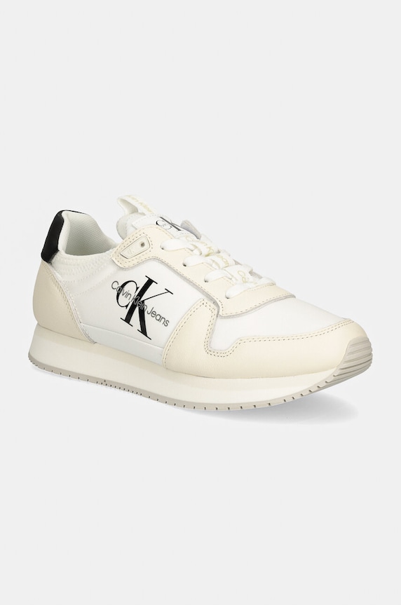 Calvin Klein Jeans sneakersy RUNNER SOCK LACEUP ML LTH tekstylny biały YW0YW01616