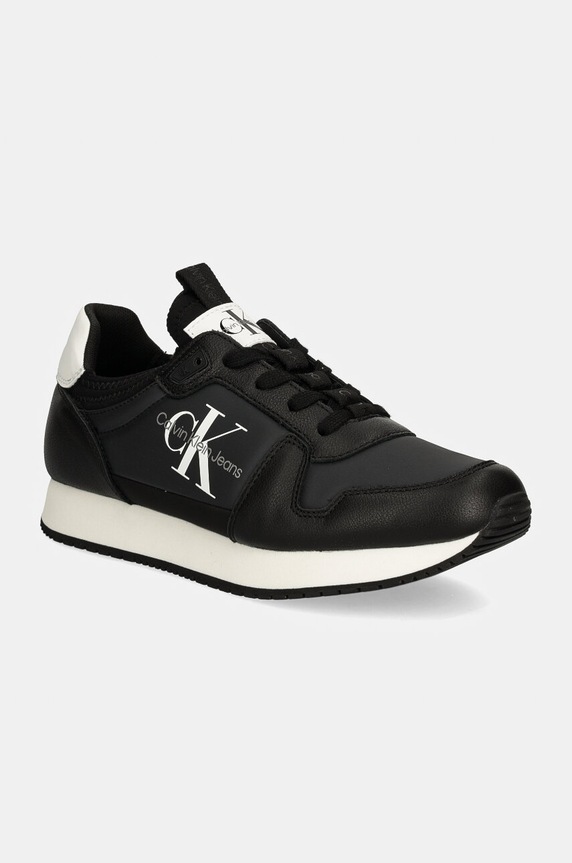 Tenisky Calvin Klein Jeans RUNNER SOCK LACEUP ML LTH usňová koža čierna YW0YW01616