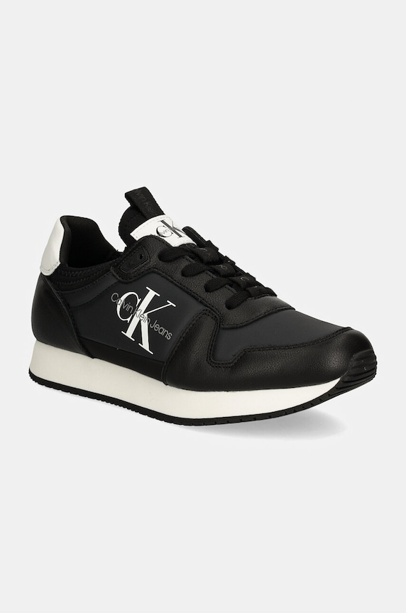 Tenisky Calvin Klein Jeans RUNNER SOCK LACEUP ML LTH usňová koža čierna YW0YW01616