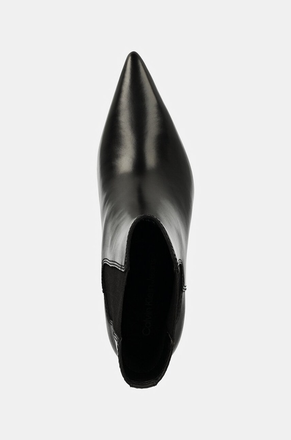 Кожени боти челси Calvin Klein Jeans 55 MM CONE HEEL BOOT MG LTH черен YW0YW01676