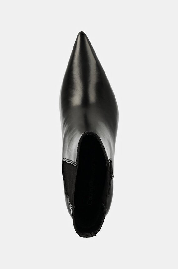 Кожени боти челси Calvin Klein Jeans 55 MM CONE HEEL BOOT MG LTH черен YW0YW01676