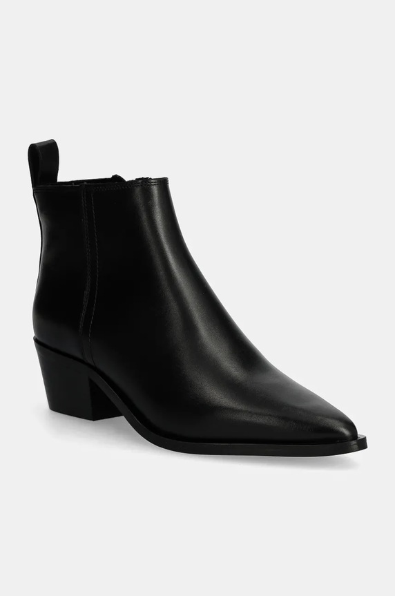 Kožené kotníkové boty Calvin Klein Jeans COWBOY BOOT MG LTH nezateplené černá YW0YW01678