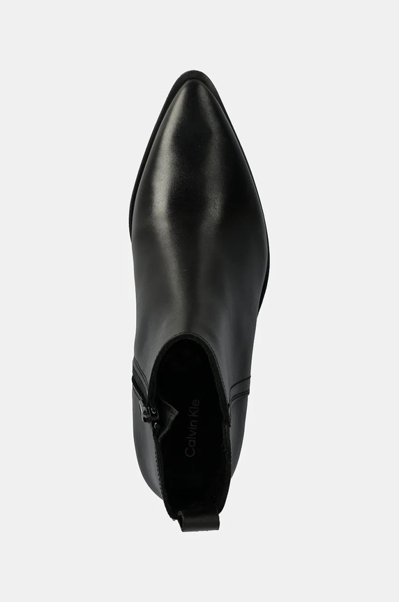 Kožené kotníkové boty Calvin Klein Jeans COWBOY BOOT MG LTH černá YW0YW01678