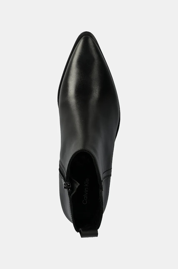 Kožené kotníkové boty Calvin Klein Jeans COWBOY BOOT MG LTH černá YW0YW01678