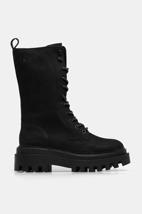 Nízké kozačky Calvin Klein Jeans FLATFORM LACE UP BOOT MG NB YW0YW01683 černá NC24