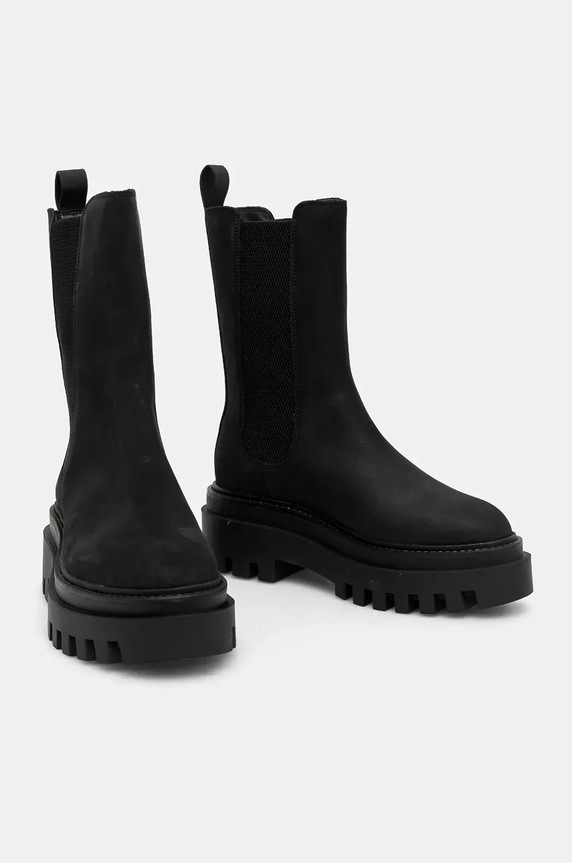 Gležnjače od nubuk kože Calvin Klein Jeans FLATFORM CHELSEA BOOT MG NB bez kopčanja crna YW0YW01684