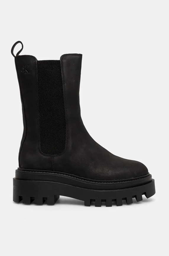 Gležnjače od nubuk kože Calvin Klein Jeans FLATFORM CHELSEA BOOT MG NB YW0YW01684 crna NC24