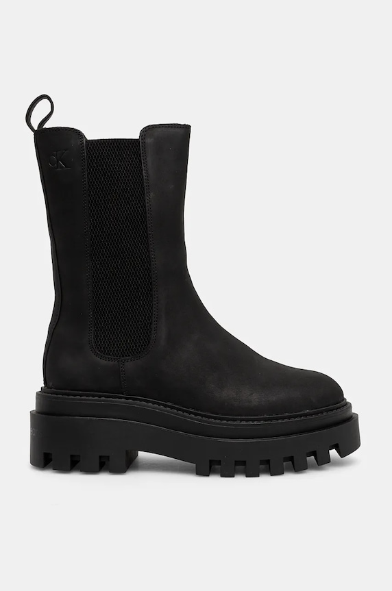 Gležnjače od nubuk kože Calvin Klein Jeans FLATFORM CHELSEA BOOT MG NB YW0YW01684 crna NC24