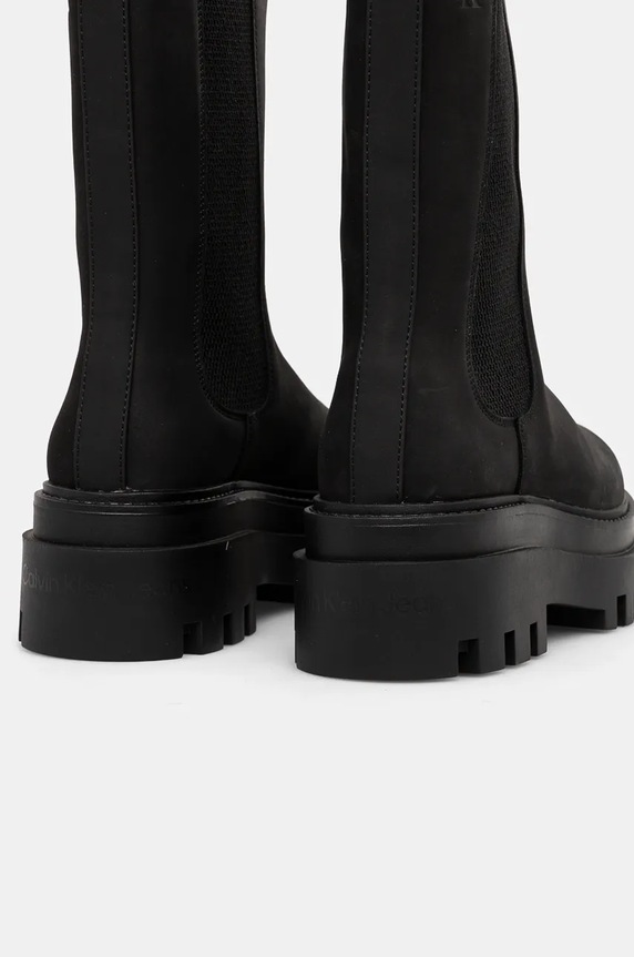 Obuća Gležnjače od nubuk kože Calvin Klein Jeans FLATFORM CHELSEA BOOT MG NB YW0YW01684 crna