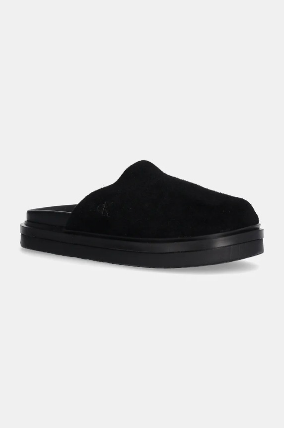 Pantofle Calvin Klein Jeans HOME CLOG MG MG S semišová kůže černá YW0YW01685