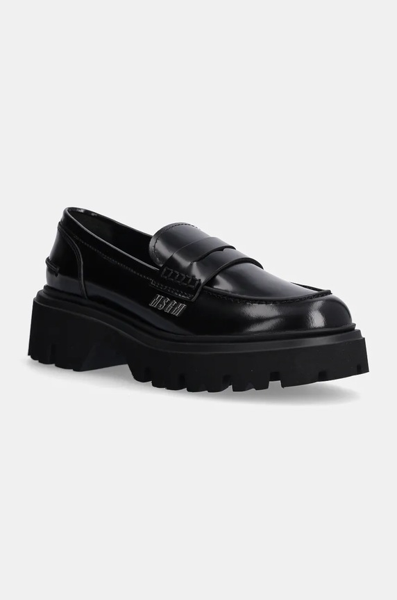 Kožené polobotky MSGM lakovaná kůže černá 3741MDS153.513.99
