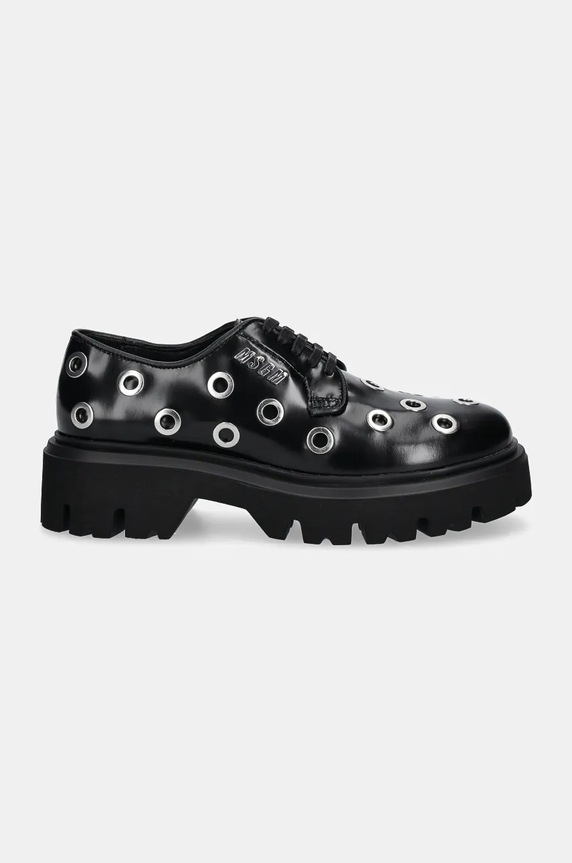 Kožené polobotky MSGM 3741MDS154.519.99 černá AW24