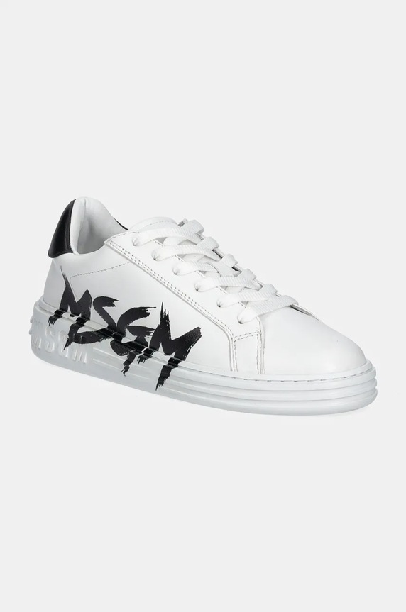 Kožne tenisice MSGM ravni bijela 3741MDS506.924.01