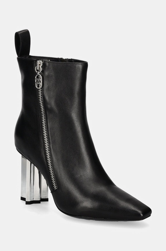Karl Lagerfeld botki skórzane KL TOWER słupek czarny KL33964.000