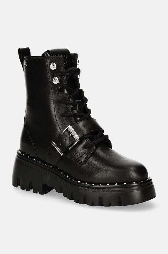 Karl Lagerfeld workery skórzane KOMBAT nieocieplane czarny KL45354.000