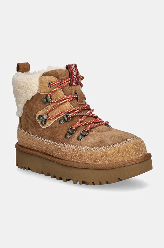 Semišové boty UGG Classic Alpine Lace Up semišová kůže hnědá 1158271.CHE