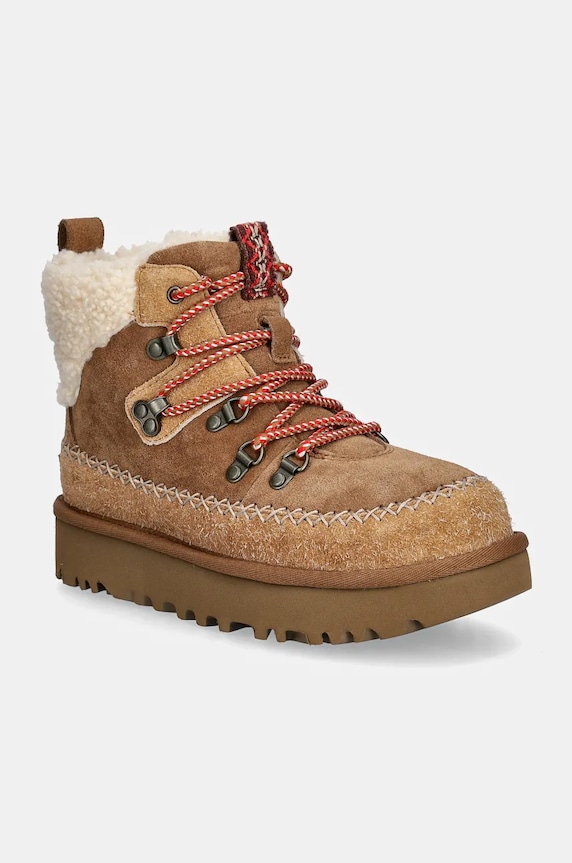 Semišové boty UGG Classic Alpine Lace Up semišová kůže hnědá 1158271.CHE