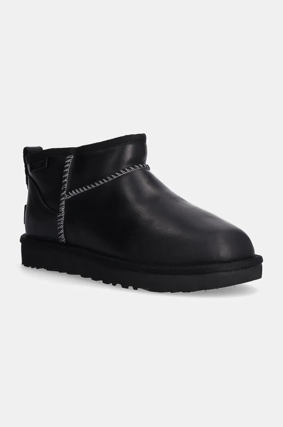 Kožne cipele za snijeg UGG Classic Ultra Mini Lthr Regen bez kopčanja crna 1163490.BLK