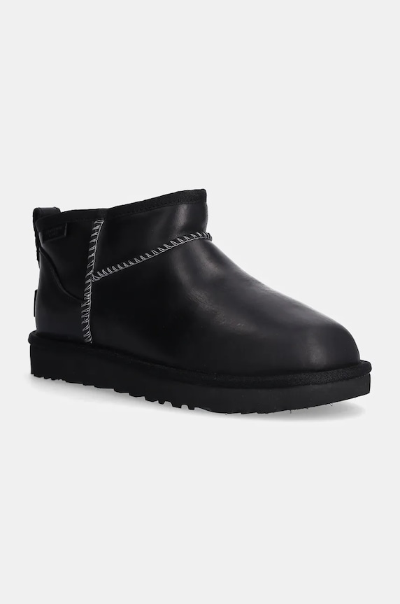 Kožne cipele za snijeg UGG Classic Ultra Mini Lthr Regen bez kopčanja crna 1163490.BLK