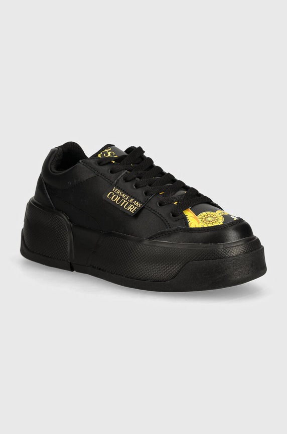 Kožené tenisky Versace Jeans Couture Ravewing platforma čierna 77VA3ST2.ZP305.G89