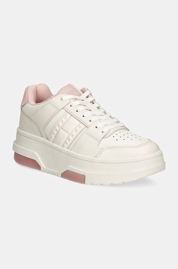 Tommy Jeans sneakers din piele THE BROOKLYN FLATFORM platformă alb EN0EN02592