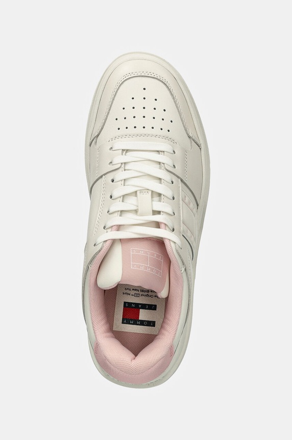 Tommy Jeans sneakers din piele THE BROOKLYN FLATFORM alb EN0EN02592