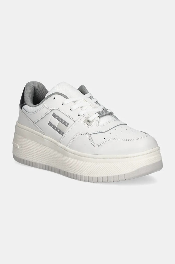 Tommy Jeans sneakers TJW RETRO BASKET FLATFORM METAL textil alb EN0EN02607