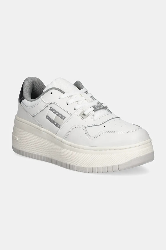 Tommy Jeans sneakers TJW RETRO BASKET FLATFORM METAL textil alb EN0EN02607