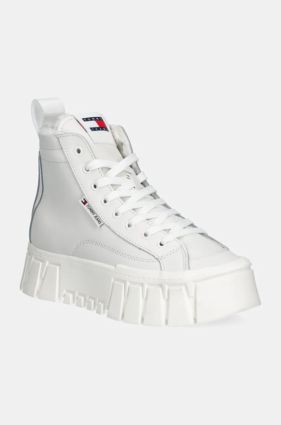 Tommy Jeans sneakersy skórzane TJW VULC FLATFORM MC WL platforma biały EN0EN02609