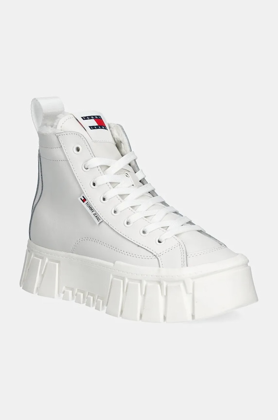 Tommy Jeans sneakersy skórzane TJW VULC FLATFORM MC WL platforma biały EN0EN02609
