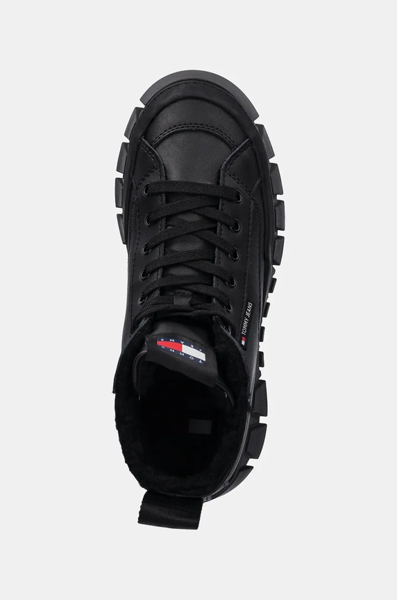 Tommy Jeans sneakers din piele TJW VULC FLATFORM MC WL negru EN0EN02609
