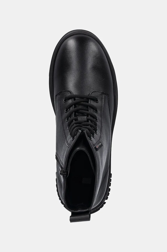 Kožené kotníkové boty Tommy Jeans TJW LACE UP FLATFORM BOOT černá EN0EN02665