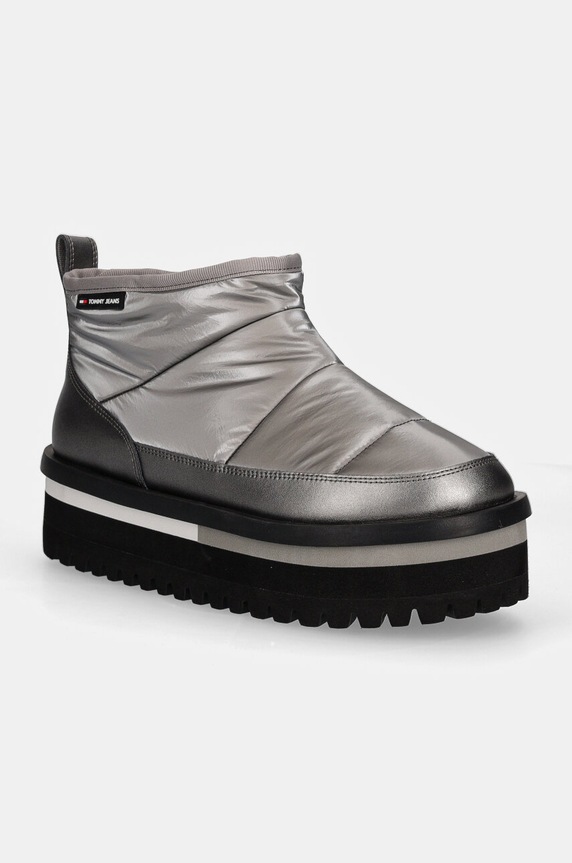 Tommy Jeans śniegowce TJW NYLON FLATFORM BOOT WL tekstylny szary EN0EN02689