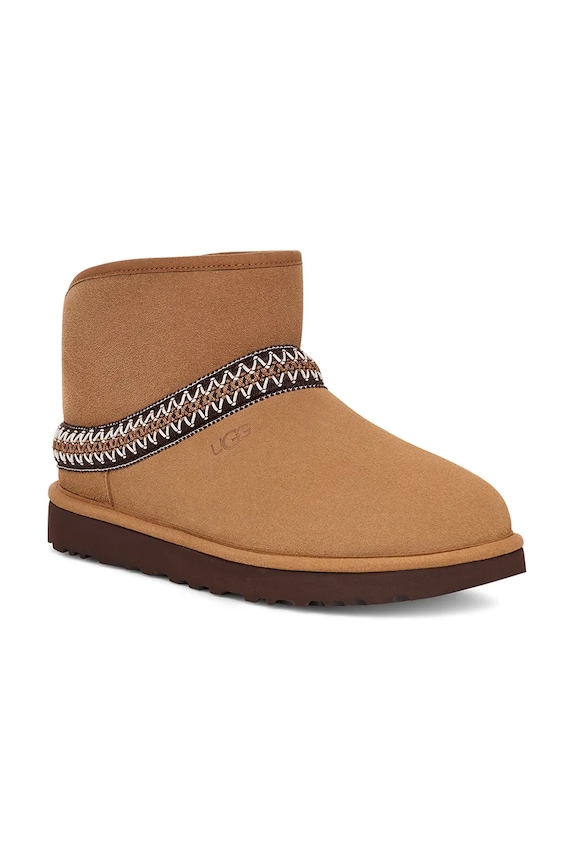 Boty Semišové sněhule UGG Classic Mini Crescent 1158262.CHE hnědá