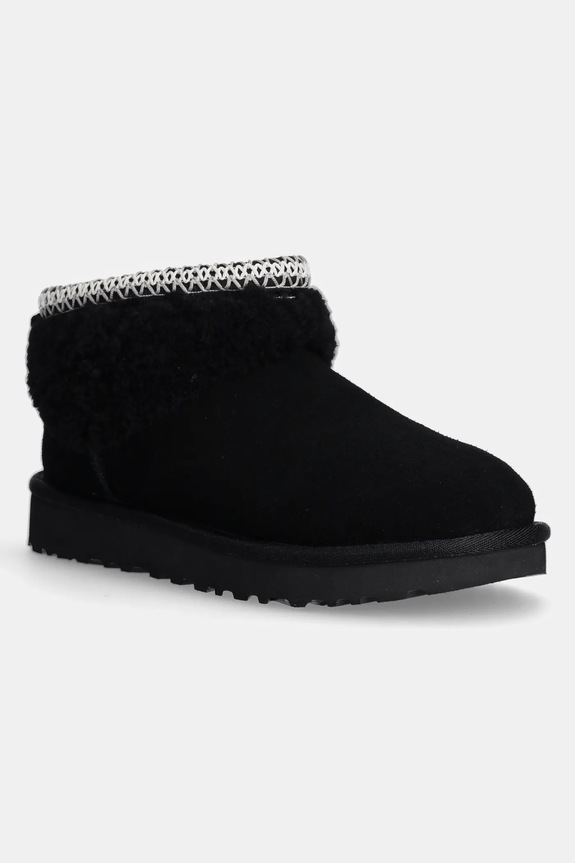 Μπότες σουέτ UGG Classic Ultra Mini Maxi Curly δέρμα σαμουά μαύρο 1158263.BLK