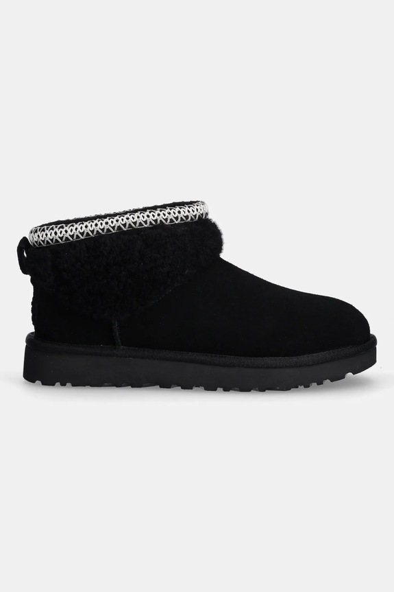 Μπότες σουέτ UGG Classic Ultra Mini Maxi Curly 1158263.BLK μαύρο AW24