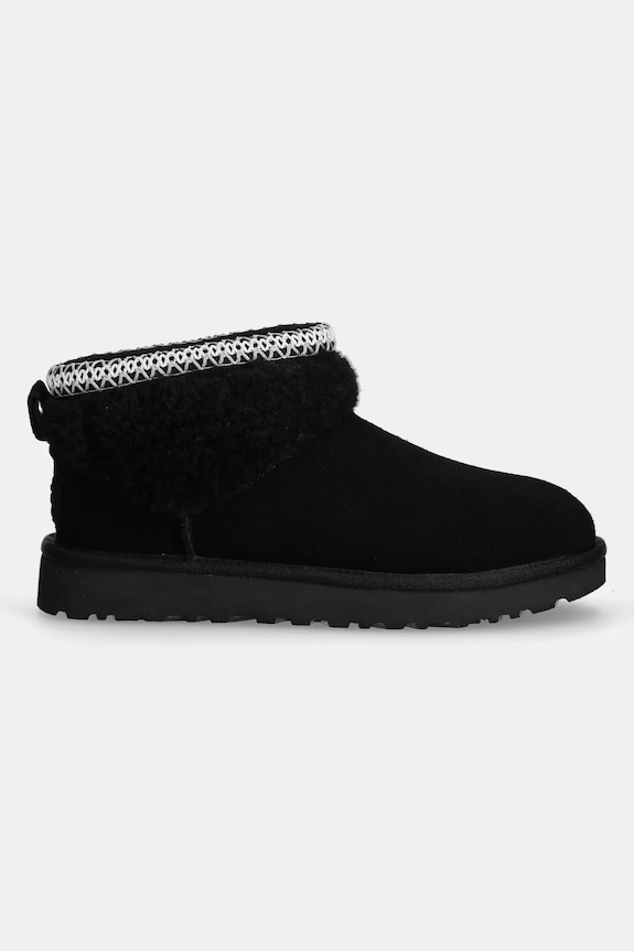 Μπότες σουέτ UGG Classic Ultra Mini Maxi Curly 1158263.BLK μαύρο AW24