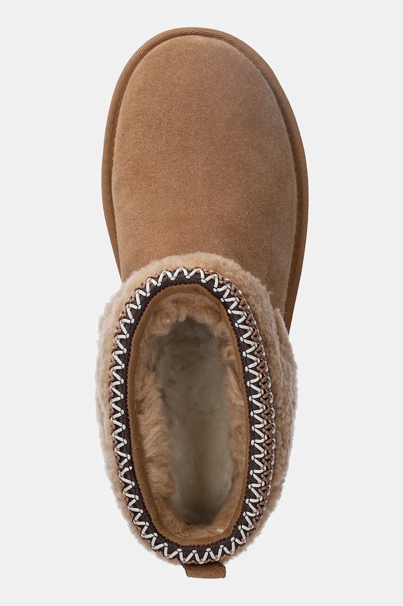 UGG cizme de zăpadă din piele întoarsă Classic Ultra Mini Maxi Curly maro 1158263.CHE