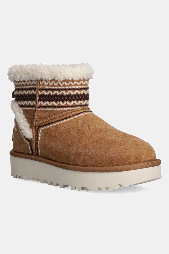 Semišové snehule UGG Classic Mini Atherson zateplené hnedá 1158281.CHE