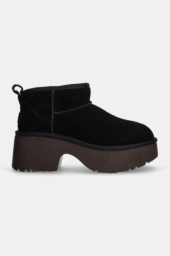 Gležnječe od brušene kože UGG Classic Ultra Mini New Heights 1158311.BLK crna AW24