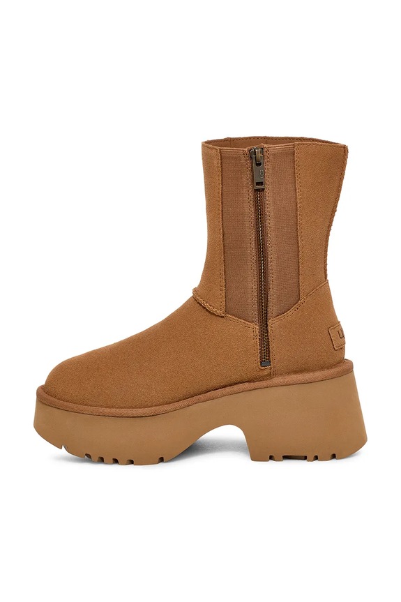 UGG pantofi de piele intoarsa Classic Twin Seam New Heights maro 1158313.CHE
