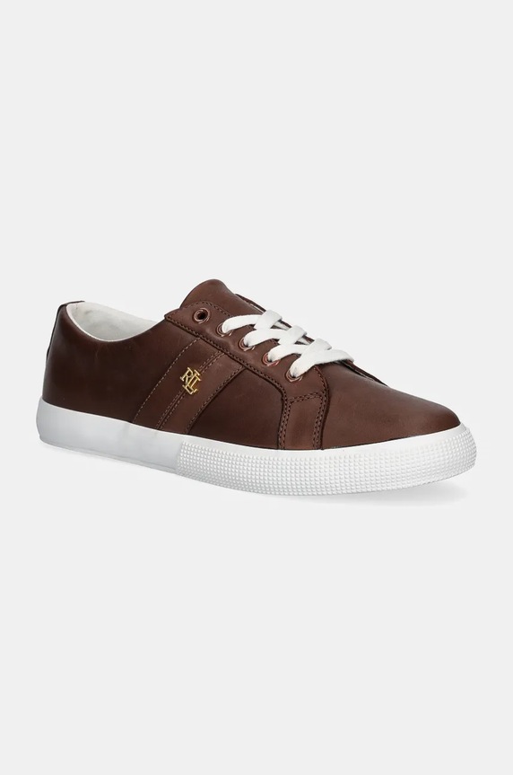 Lauren Ralph Lauren sneakersy skórzane Janson II płaska brązowy 802775372007.200