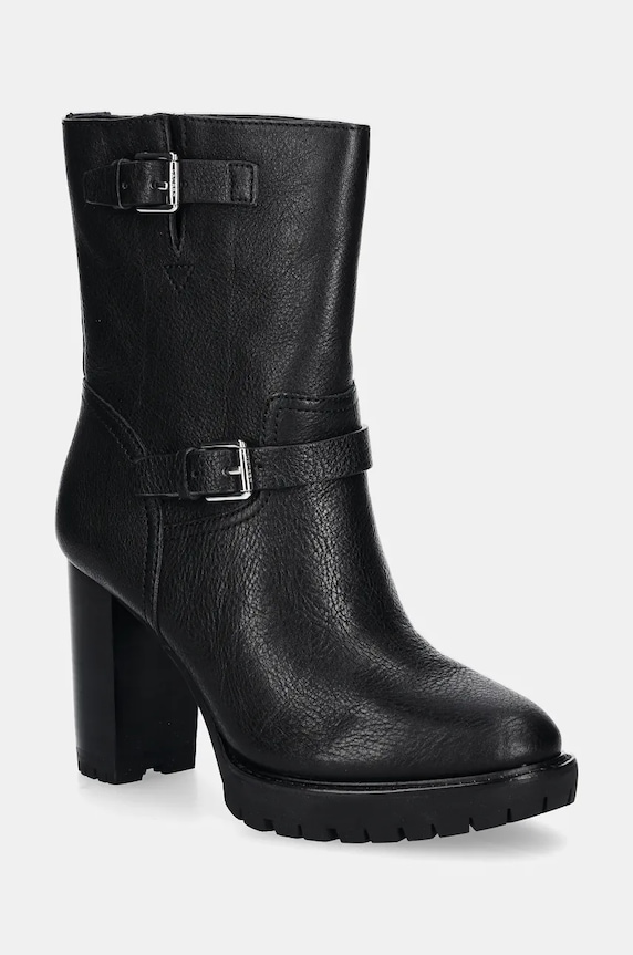 Kožené členkové topánky Lauren Ralph Lauren Lyvia usňová koža čierna 802937819001.001
