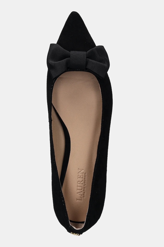 Lauren Ralph Lauren ballerine in pelle scamosciata Londyn Bow nero 802955323002.001