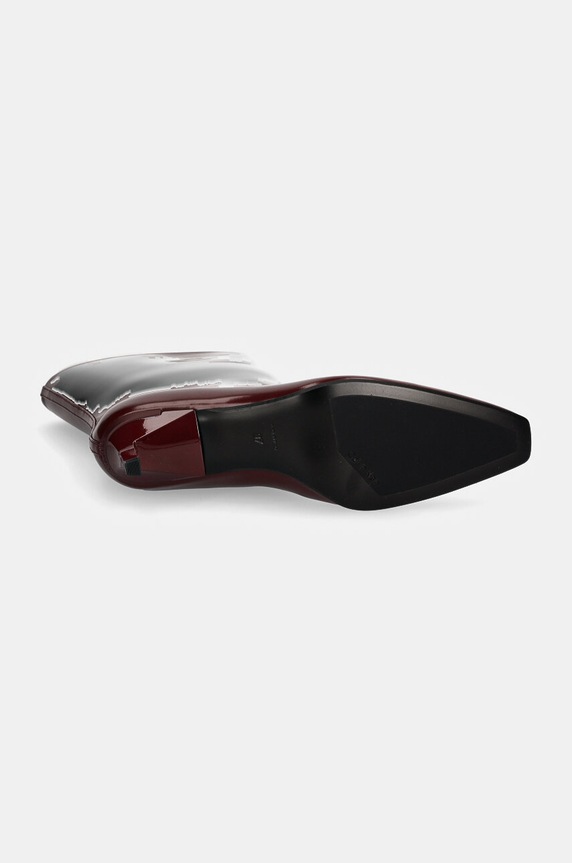 Calvin Klein bőr csizma HEEL MID BOOT 50 LTH HW0HW02151 burgundia
