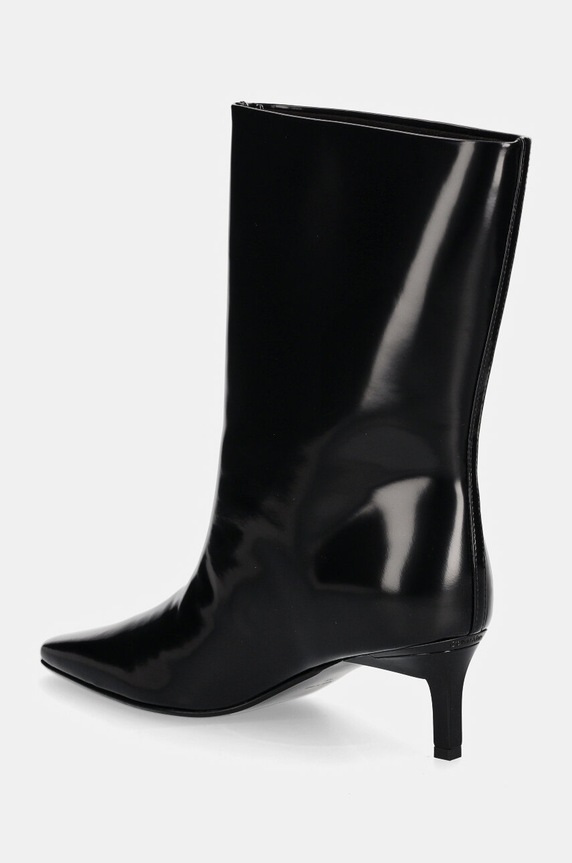 Obuwie Calvin Klein botki skórzane HEEL MID BOOT 50 LTH HW0HW02151 czarny